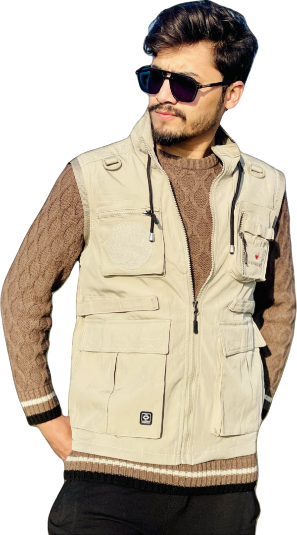 Waistcoat Vest Jacket Men Multi-Pocket Classic Male Sleeveless